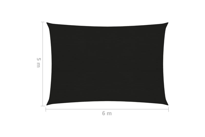 Solsegel 160 g/m² svart 5x6 m HDPE - Svart - Utemöbler - Solskydd - Solsegel