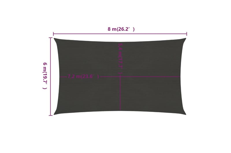 Solsegel 160 g/m² antracit 6x8 m HDPE - Antracit - Utemöbler - Solskydd - Solsegel