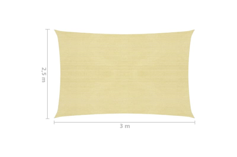 Solsegel 160 g/m² beige 2,5x3 m HDPE - Beige - Utemöbler - Solskydd - Solsegel