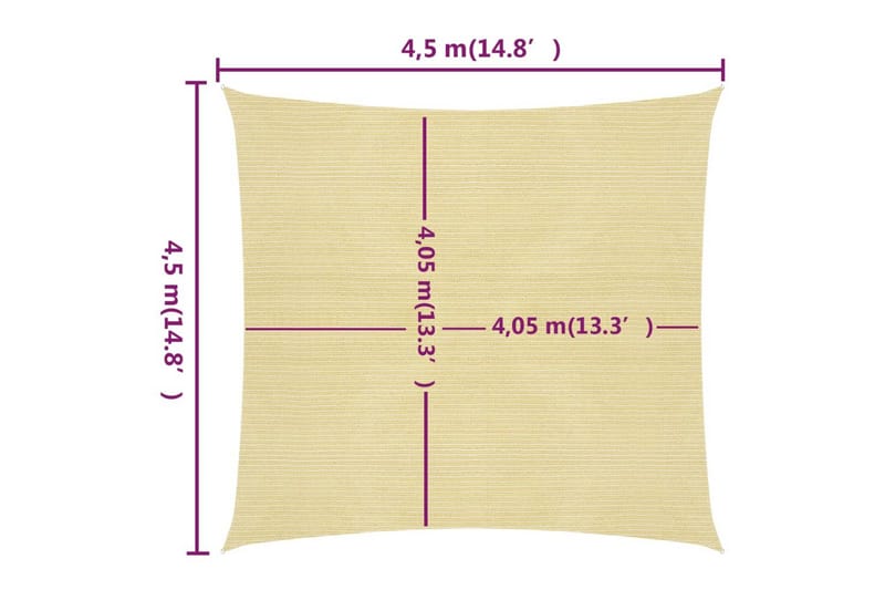 Solsegel 160 g/m² beige 4,5x4,5 m HDPE - Beige - Utemöbler - Solskydd - Solsegel