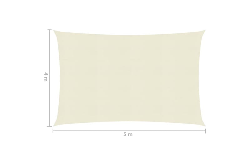 Solsegel 160 g/m² gräddvit 4x5 m HDPE - Vit - Utemöbler - Solskydd - Solsegel