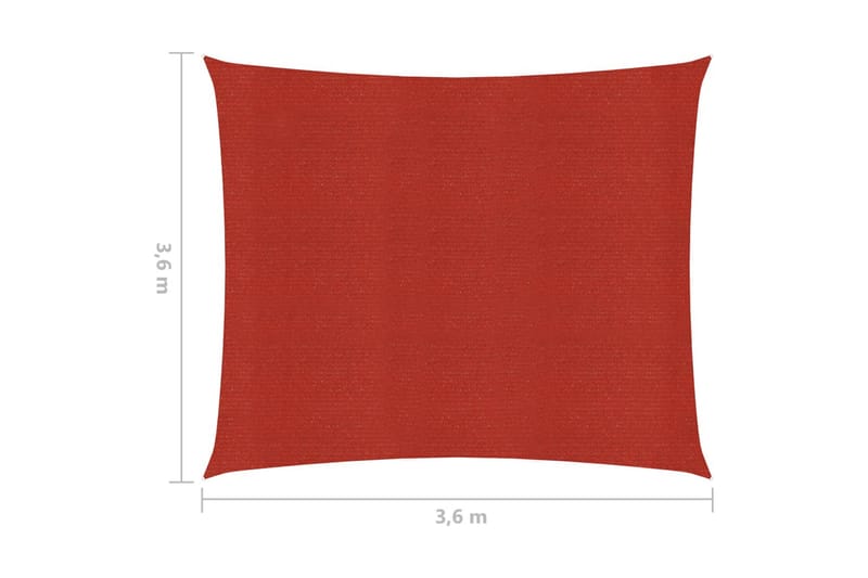 Solsegel 160 g/m² röd 3,6x3,6 m HDPE - Röd - Utemöbler - Solskydd - Solsegel