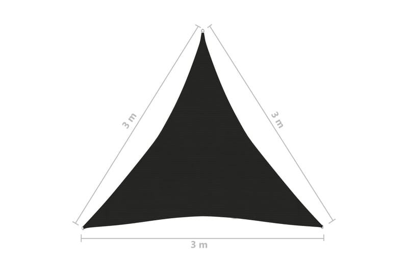 Solsegel 160 g/m² svart 3x3x3 m HDPE - Svart - Utemöbler - Solskydd - Solsegel