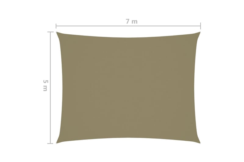 Solsegel oxfordtyg rektangulärt 5x7 m beige - Beige - Solsegel