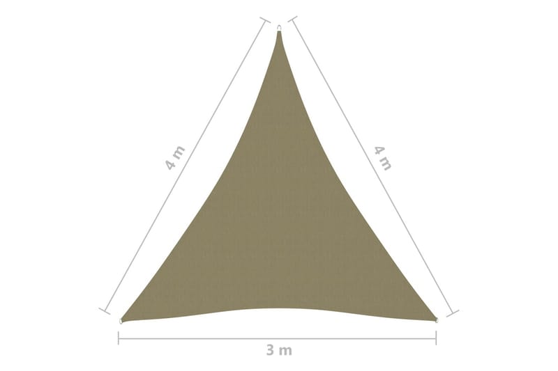 Solsegel oxfordtyg trekantigt 3x4x4 m beige - Beige - Solsegel