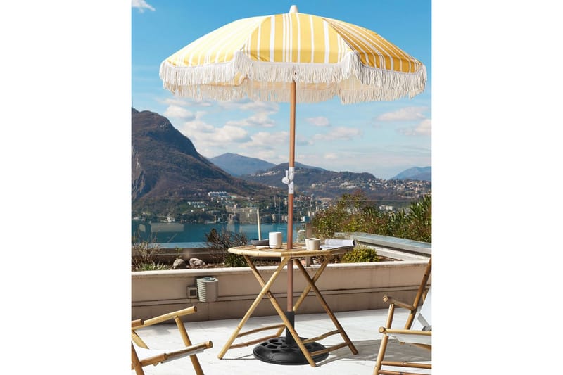 TEULON Parasoll 150 cm Gul/Vit/Ljusbrun - Utemöbler - Solskydd - Parasoll