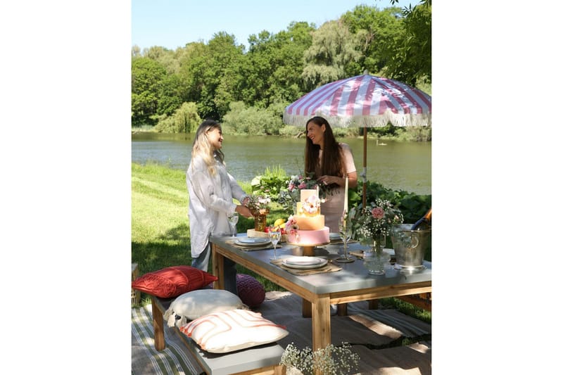 Teulon Parasoll 150 cm - Rosa/Vit/Ljusbrun - Utemöbler - Solskydd - Parasoll