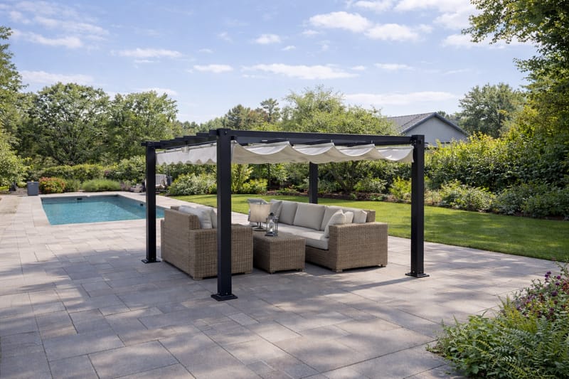 Trädgårdsgazebo SUNSET Pergola 3x4 m - grå - Utemöbler - Solskydd - Pergola