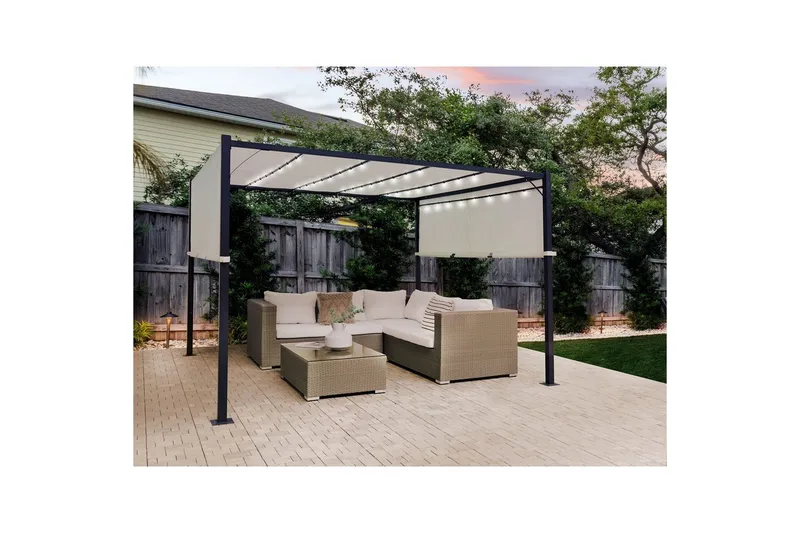 Trädgårdspergola Parga Beige/svart - Beige/svart - Utemöbler - Solskydd - Pergola