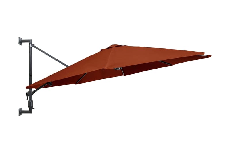 Väggmonterat parasoll med metallstång 300 cm terrakotta - Parasoll