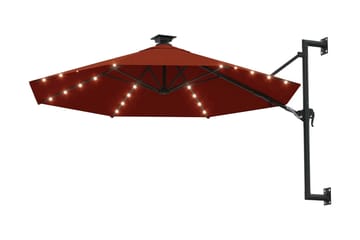 Väggmonterat parasoll med LED och metallstång 300 cm terrako