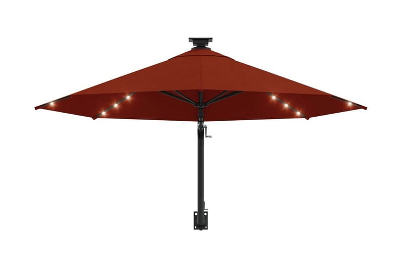 Väggmonterat parasoll med LED och metallstång 300 cm terrako - Orange - Utemöbler - Solskydd - Parasoll