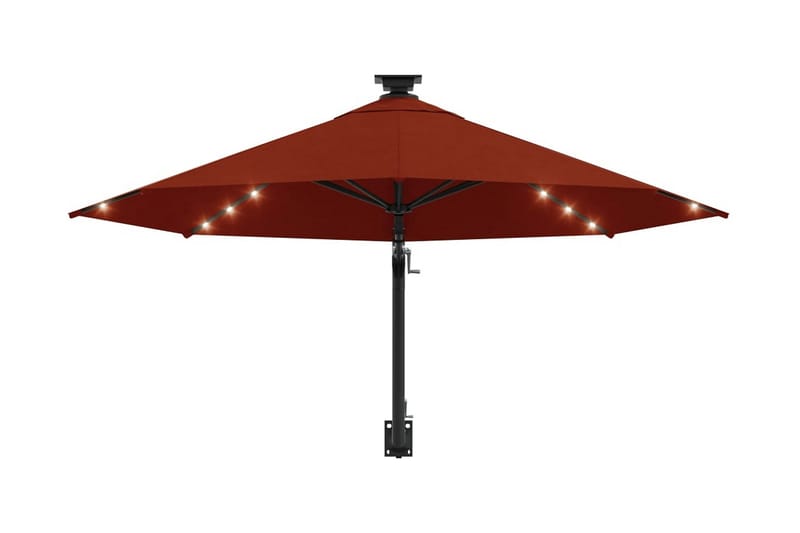 Väggmonterat parasoll med LED och metallstång 300 cm terrako - Orange - Parasoll