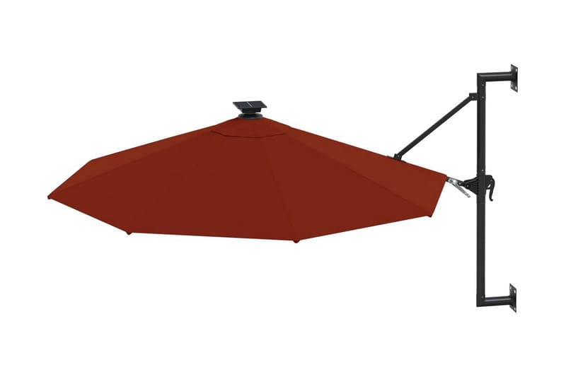 Väggmonterat parasoll med LED och metallstång 300 cm terrako - Orange - Utemöbler - Solskydd - Parasoll