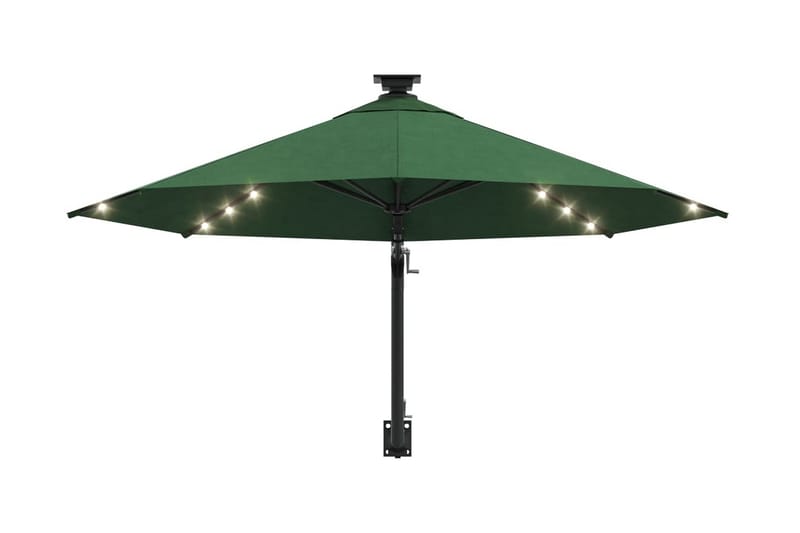 Väggmonterat parasoll med LED och metallstång 300 cm grön - Grön - Utemöbler - Solskydd - Parasoll