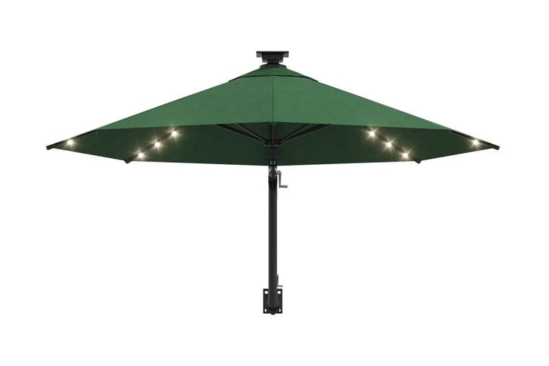 Väggmonterat parasoll med LED och metallstång 300 cm grön - Grön - Parasoll