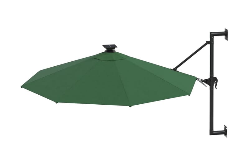 Väggmonterat parasoll med LED och metallstång 300 cm grön - Grön - Utemöbler - Solskydd - Parasoll