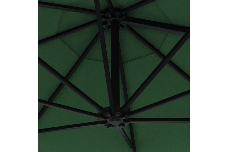 Väggmonterat parasoll med LED och metallstång 300 cm grön - Grön - Parasoll