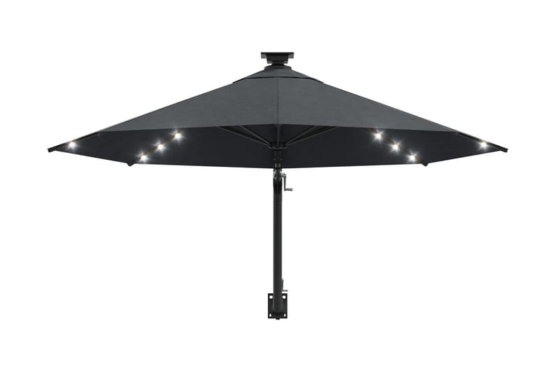 Väggmonterat parasoll med LED och metallstång 300 cm antraci - Grå - Utemöbler - Solskydd - Parasoll