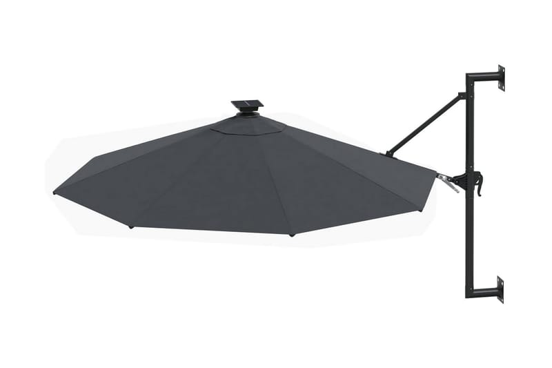 Väggmonterat parasoll med LED och metallstång 300 cm antraci - Grå - Utemöbler - Solskydd - Parasoll