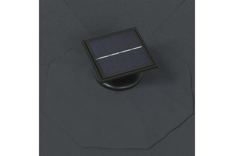 Väggmonterat parasoll med LED och metallstång 300 cm antraci - Grå - Utemöbler - Solskydd - Parasoll