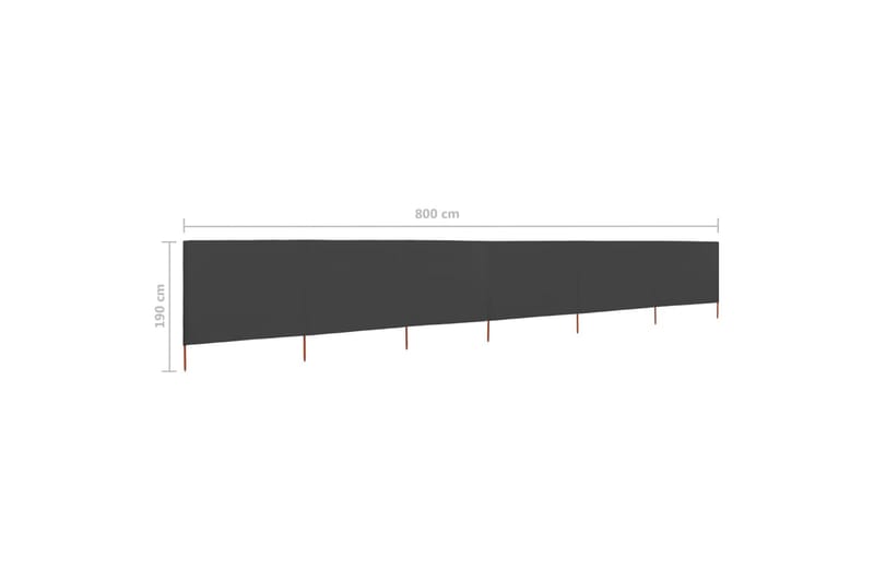 Vindskydd 6 paneler tyg 800x160 cm antracit - Grå - Skärmskydd & vindskydd
