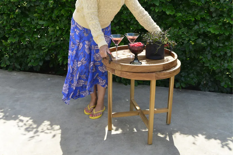 Himmelsnäs Runt Sidobord BrickUtebord och Avlastningsbord Utomhus 60 cm Trä - Brun - Utemöbler - Trädgårdsbord & Utebord - Sidobord utomhus