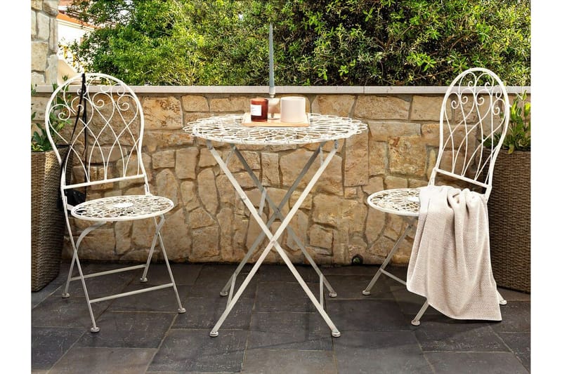Alanya Runt Hopfällbart Cafébord och Bistrobord Utomhus 70 cm Metall - Vit - Utemöbler - Trädgårdsbord & Utebord - Cafebord