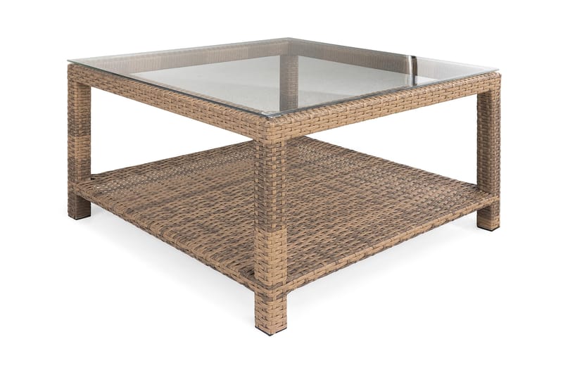 BAHAMAS Bord med Hylla 75x75 Sand - Loungemöbler - Sidobord utomhus - Soffbord utomhus & loungebord