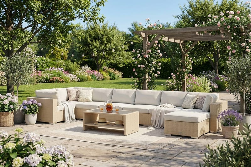 Bahamas Divanmodul - Loungebord utomhus 75x75 cm till soffor - Beige - Utemöbler - Trädgårdsbord & Utebord - Soffbord utomhus & loungebord