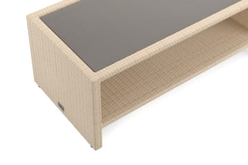 Bahamas Soffbord med hylla Utomhus 113 cm Konstrotting - Beige - Utemöbler - Trädgårdsbord & Utebord - Soffbord utomhus & loungebord