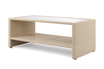 Bahamas Soffbord med hylla Utomhus 113 cm Konstrotting - Beige - Utemöbler - Trädgårdsbord & Utebord - Soffbord utomhus & loungebord