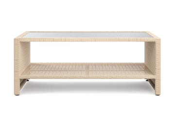 Bahamas Soffbord med hylla Utomhus 113 cm Konstrotting - Beige - Utemöbler - Trädgårdsbord & Utebord - Soffbord utomhus & loungebord