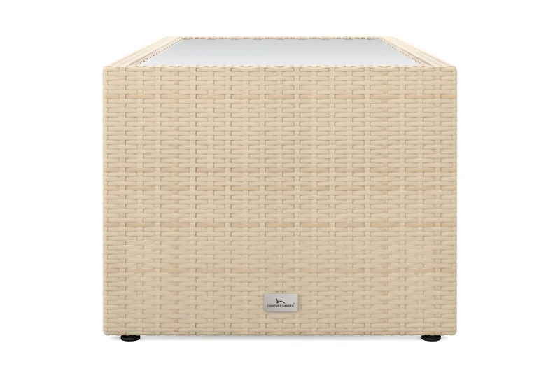 Bahamas Soffbord med hylla Utomhus 113 cm Konstrotting - Beige - Utemöbler - Trädgårdsbord & Utebord - Soffbord utomhus & loungebord