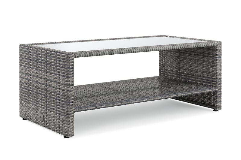 Bahamas Soffbord med hylla Utomhus 113 cm Konstrotting, Grå