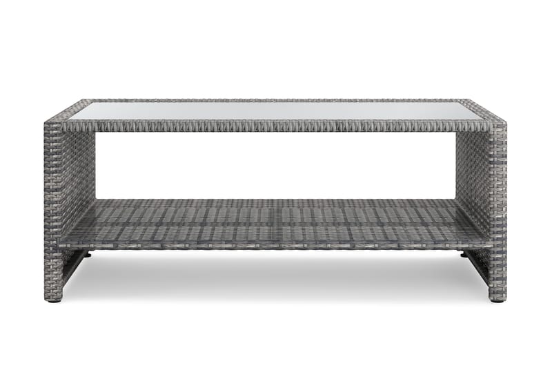 Bahamas Soffbord med hylla Utomhus 113 cm Konstrotting - Grå - Utemöbler - Trädgårdsbord & Utebord - Soffbord utomhus & loungebord
