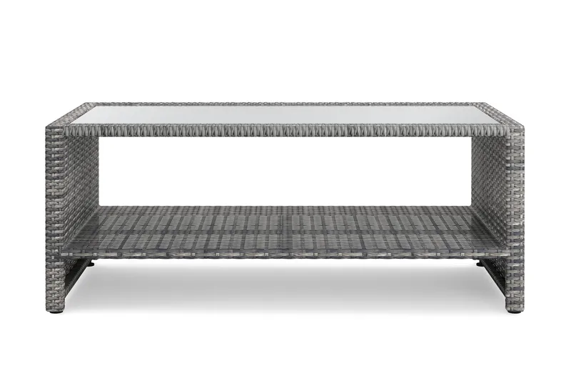 Bahamas Soffbord med hylla Utomhus 113 cm Konstrotting - Grå - Utemöbler - Trädgårdsbord & Utebord - Soffbord utomhus & loungebord