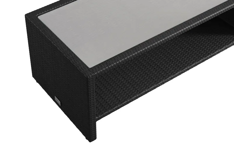 Bahamas Soffbord med hylla Utomhus 113 cm Konstrotting - Svart - Utemöbler - Trädgårdsbord & Utebord - Soffbord utomhus & loungebord
