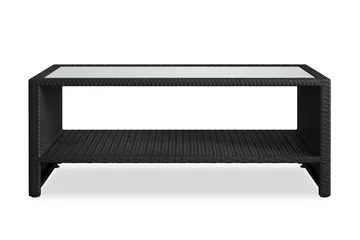 Bahamas Soffbord med hylla Utomhus 113 cm Konstrotting - Svart - Utemöbler - Trädgårdsbord & Utebord - Soffbord utomhus & loungebord
