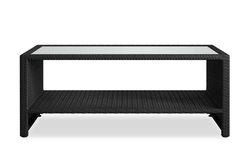 Bahamas Soffbord med hylla Utomhus 113 cm Konstrotting - Svart - Utemöbler - Trädgårdsbord & Utebord - Soffbord utomhus & loungebord