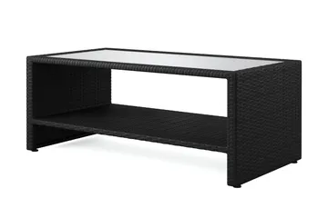 Bahamas Soffbord med hylla Utomhus 113 cm Konstrotting - Svart - Utemöbler - Trädgårdsbord & Utebord - Soffbord utomhus & loungebord