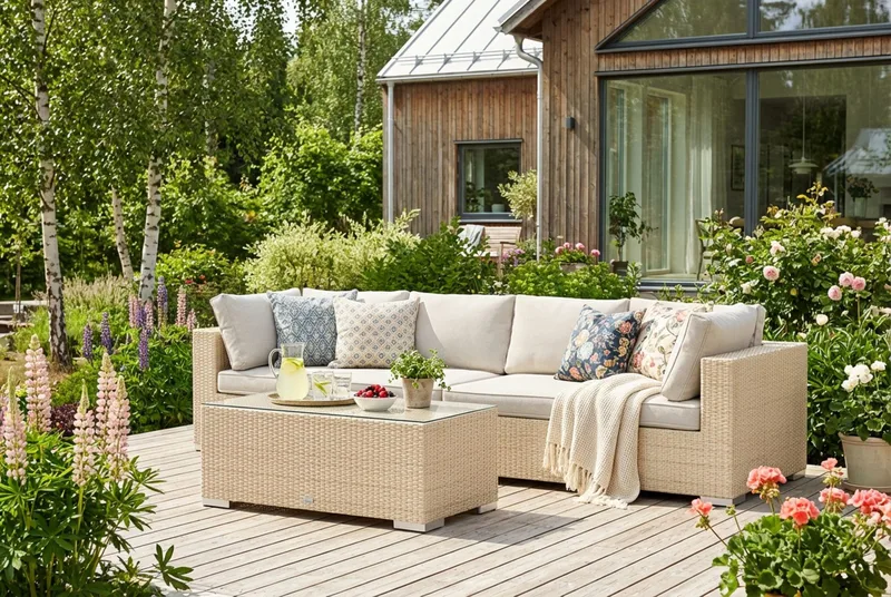 Bahamas Soffbord Utomhus 113x58 cm Konstrotting - Beige - Utemöbler - Trädgårdsbord & Utebord - Soffbord utomhus & loungebord