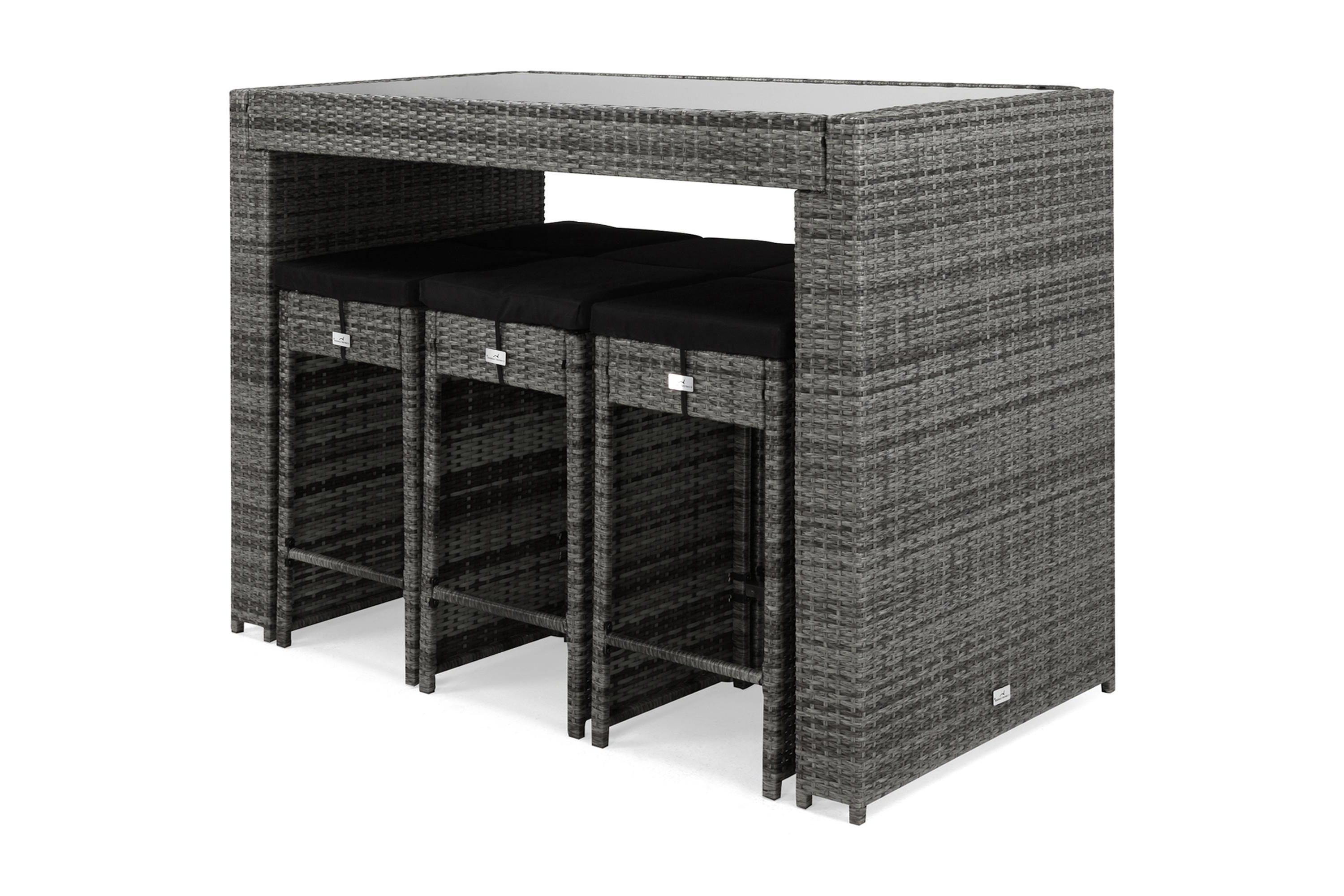 bahamas barset med 6 st barstolar - grå