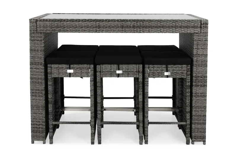 Bahamas Barset med 6 st Barstolar - Grå - Utemöbler - Trädgårdsbord & Utebord - Barbord utomhus