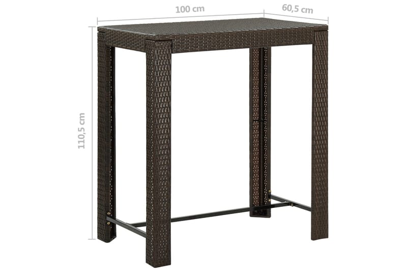 Barbord för trädgård brun 100x60,5x110,5 cm konstrotting - Brun - Utemöbler - Trädgårdsbord & Utebord - Barbord utomhus