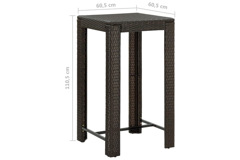 Barbord för trädgård brun 60,5x60,5x110,5 cm konstrotting - Brun - Utemöbler - Trädgårdsbord & Utebord - Barbord utomhus