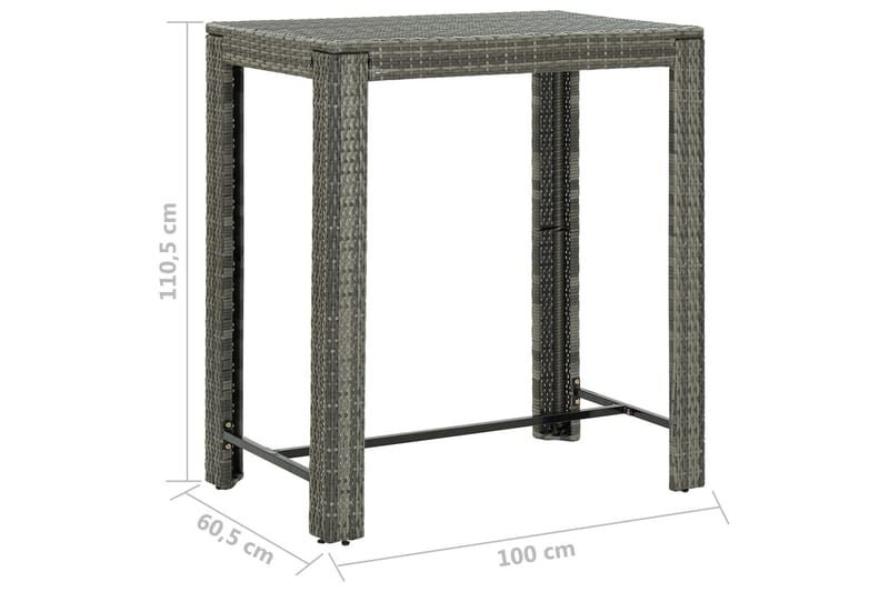 Barbord för trädgård grå 100x60,5x110,5 cm konstrotting - Grå - Utemöbler - Trädgårdsbord & Utebord - Barbord utomhus