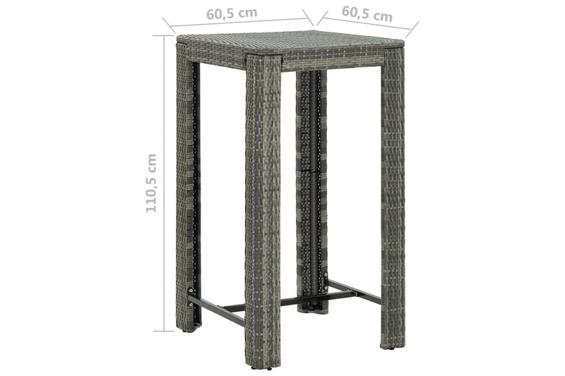 Barbord för trädgård grå 60,5x60,5x110,5 cm konstrotting - Grå - Utemöbler - Trädgårdsbord & Utebord - Barbord utomhus