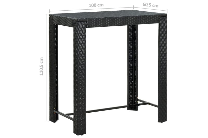 Barbord för trädgård svart 100x60,5x110,5 cm konstrotting - Svart - Utemöbler - Trädgårdsbord & Utebord - Barbord utomhus