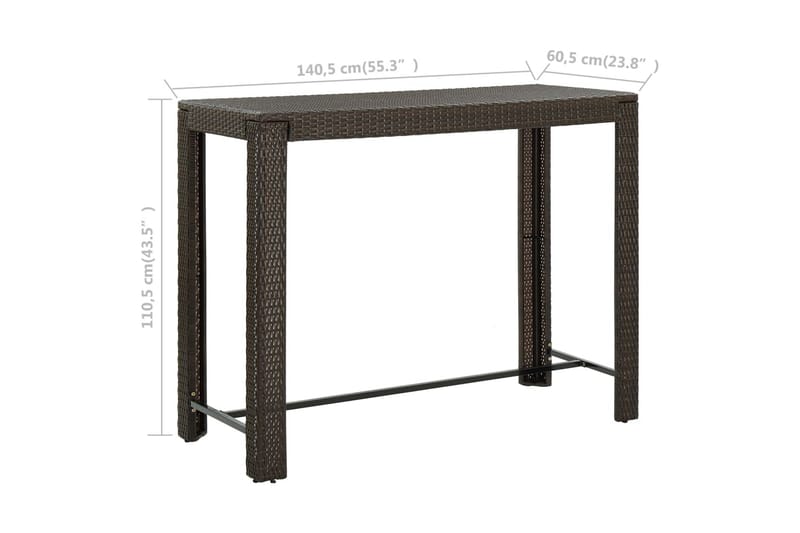 Barbord för trädgården brun 140,5x60,5x110,5 cm konstrotting - Brun - Utemöbler - Trädgårdsbord & Utebord - Barbord utomhus